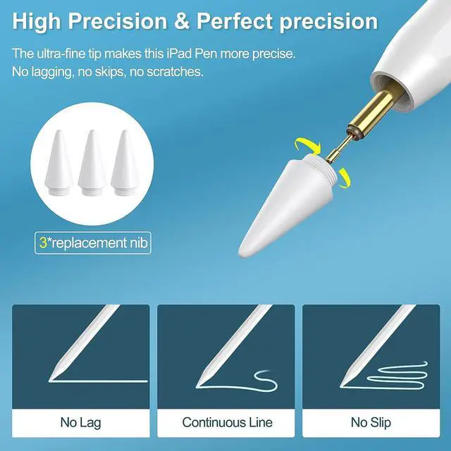 Alt view image 4 of 6 - Stylus Pen for iPad 9th&10th Generation - 5X Fast Charge Digital Pen - Compatible with 2018-2023, Apple iPad Pro 11/12.9 Inch,iPad 6-10 Gen,iPad Mini 5-6 Gen,iPad Air 3-5 Gen-White