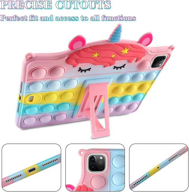Alt view image 3 of 7 - for iPad Air 5th Generation Case iPad Pro 11 Case with Kickstand Silicone Fidget Case for Girls Cute Pop Holder Cover for iPad Pro 11 inch 2022 2021 2020 2018 /iPad Air 5th 4th Gen 10.9 inch