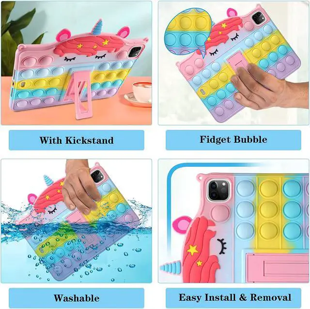 Alt view image 4 of 7 - for iPad Air 5th Generation Case iPad Pro 11 Case with Kickstand Silicone Fidget Case for Girls Cute Pop Holder Cover for iPad Pro 11 inch 2022 2021 2020 2018 /iPad Air 5th 4th Gen 10.9 inch