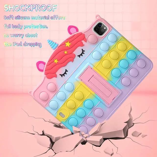 Alt view image 6 of 7 - for iPad Air 5th Generation Case iPad Pro 11 Case with Kickstand Silicone Fidget Case for Girls Cute Pop Holder Cover for iPad Pro 11 inch 2022 2021 2020 2018 /iPad Air 5th 4th Gen 10.9 inch