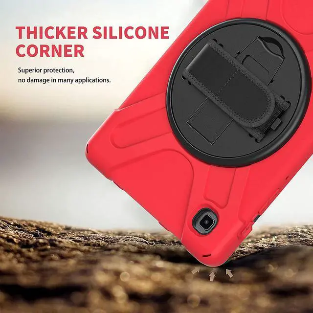 Alt view image 3 of 7 - Galaxy Tab A7 8.7 T220 Shield Case, Shockproof Heavy Duty Impact Drop Protection Case Cover for Samsung Galaxy Tab A 7 SM-T220 SM-T225 (Black/Red)
