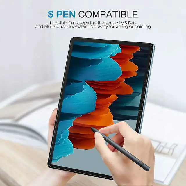 Alt view image 7 of 7 - (2 Pack) Screen Protector for Samsung Galaxy Tab S8 Plus/S7 FE/Galaxy Tab S7 Plus 12.4 inch, 9H Hardness Tempered Glass Screen Film for S Pen Compatible/Face ID/Case Friendly