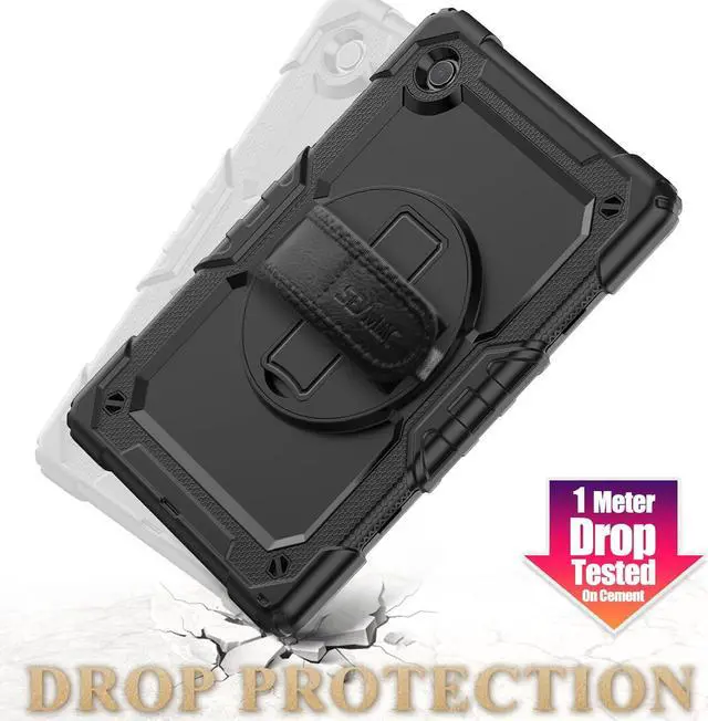 Alt view image 7 of 7 - Case for SAM-SUNG Galaxy Tab A9 8.7'', Full-Body Drop Protection Case with Screen Protector Pencil Holder [360 Rotating Hand Strap] &Stand, Black