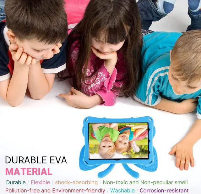 Alt view image 2 of 7 - Tab A8 10.5 X200 Kids Case Tab A8 10.5 Cute Butterfly Case with Stand for Kid Girl Light EVA Rugged Shockproof Heavy Duty Kids Friendly Full Cover For Tab A8 (Blue)