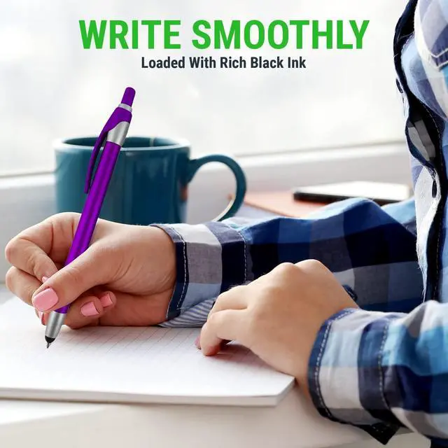 Alt view image 6 of 7 - Stylus for Touch Screens Pen with Ball Point Pen for Universal Touch Screen Devices for Phones Ipads Tablets iPhone  Galaxy etc. Assorted Colors (Metallic 12 Pack)