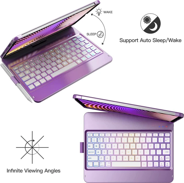 Alt view image 6 of 7 - GGH Keyboard Case for iPad Pro 11 Inch & Air 11" M4/M3/M2, Violet