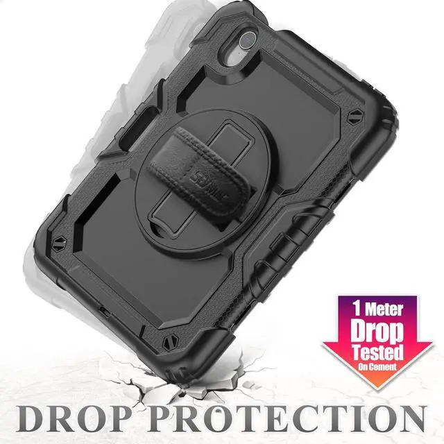 Alt view image 3 of 7 - Case for iPad Mini 7 (A17 Pro)2024/ Mini 6 8.3'' with Screen Protector Pencil Holder [360 Rotating Hand Strap] &Stand, Drop-Proof Case for iPad Mini 7th/6th Generation 8.3", SkyBlue+Black