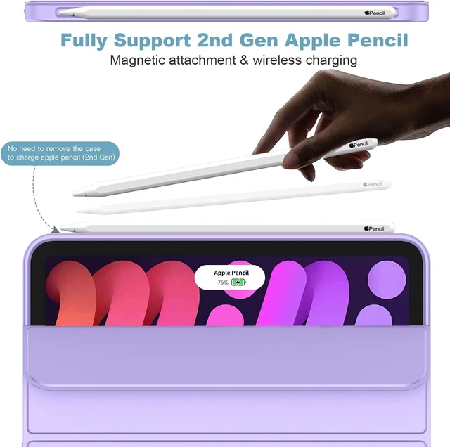 Alt view image 2 of 7 - iMieet iPad mini 7 Case 2024 (A17 Pro), iPad mini 6 Case (8.3-Inch,2021 Model), iPad mini 7th/6th Generation Case with Pencil Holder, Trifold Stand Smart Case with Soft TPU Back,Clove Purple