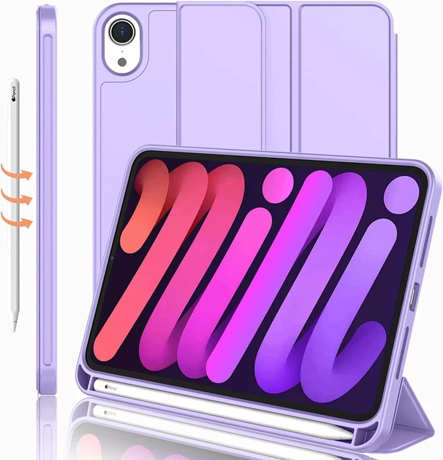 Main image of iMieet iPad mini 7 Case 2024 (A17 Pro), iPad mini 6 Case (8.3-Inch,2021 Model), iPad mini 7th/6th Generation Case with Pencil Holder, Trifold Stand Smart Case with Soft TPU Back,Clove Purple