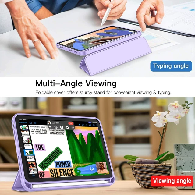 Alt view image 4 of 7 - iMieet iPad mini 7 Case 2024 (A17 Pro), iPad mini 6 Case (8.3-Inch,2021 Model), iPad mini 7th/6th Generation Case with Pencil Holder, Trifold Stand Smart Case with Soft TPU Back,Clove Purple