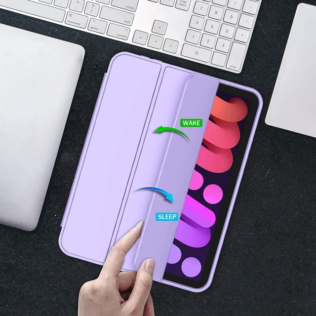 Alt view image 5 of 7 - iMieet iPad mini 7 Case 2024 (A17 Pro), iPad mini 6 Case (8.3-Inch,2021 Model), iPad mini 7th/6th Generation Case with Pencil Holder, Trifold Stand Smart Case with Soft TPU Back,Clove Purple