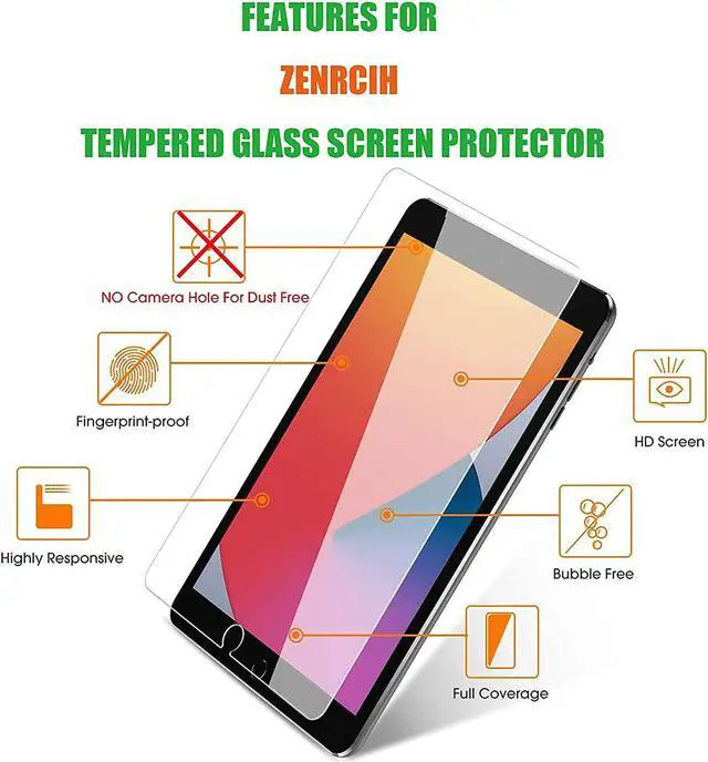 Alt view image 7 of 7 - Bundle-iPad 8th/7th Generation 10.2 Case with Tempered Glass Screen Protector Kickstand Hand Strap and Shoulder Strap, Orange