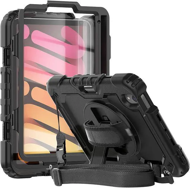 Main image of iPad Mini 6 Case with Screen Protector | Shockproof iPad Mini 6th Generation Case 8.3 Inch Model A2567/A2568/A2569 W/Shoulder Strap Pencil Holder | Support 2nd Gen Pencil Wireless Charging