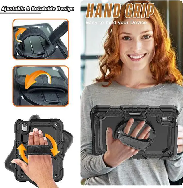 Alt view image 4 of 6 - iPad Mini 6 Case with Screen Protector | Shockproof iPad Mini 6th Generation Case 8.3 Inch Model A2567/A2568/A2569 W/Shoulder Strap Pencil Holder | Support 2nd Gen Pencil Wireless Charging