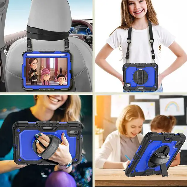 Alt view image 5 of 6 - iPad Mini Case for iPad Mini 6 8.3 Inch 2021 with Screen Protector Pencil Holder | Support 2nd Gen Pencil Wireless Charging | Full Body Protection Silicone Case W/Handle Shoulder Grip | Blue