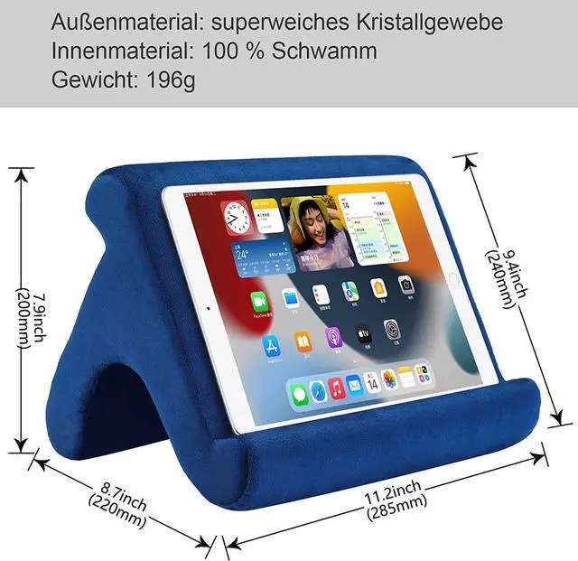 Alt view image 7 of 7 - Tablet Pillow Stand Holder Dock for Bed with 3 Viewing Angles Compatible with All Tablets Phones and iPad Pro 9.7 10.5 12.9 Air Mini 4 3 Kindle E-Reader and Books(Navy)