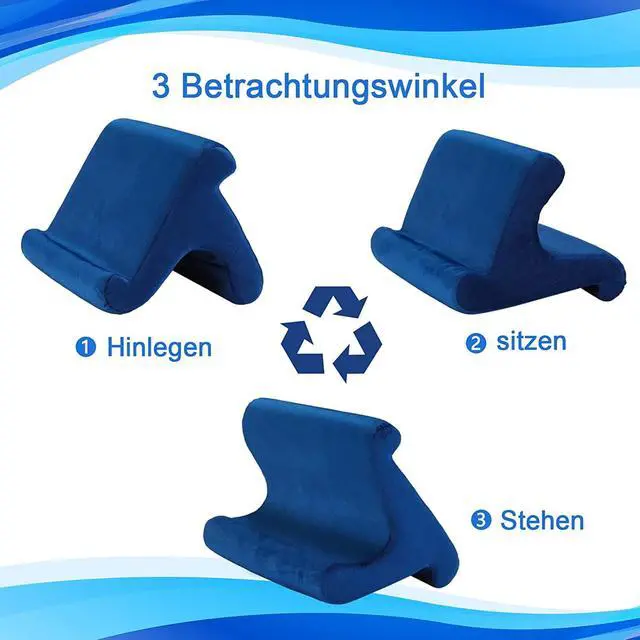 Alt view image 5 of 7 - Tablet Pillow Stand Holder Dock for Bed with 3 Viewing Angles Compatible with All Tablets Phones and iPad Pro 9.7 10.5 12.9 Air Mini 4 3 Kindle E-Reader and Books(Navy)