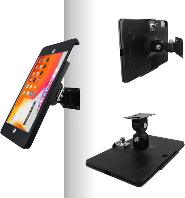 Alt view image 5 of 7 - Tablet On Wall Mount Bracket for iPad 10.2-Inch (9th,8th,7th Gen.),with Anti Theft Security Lock and Key, Rotate Design Arbitrary Adjustment,Multi Angle,Metal,(Black)