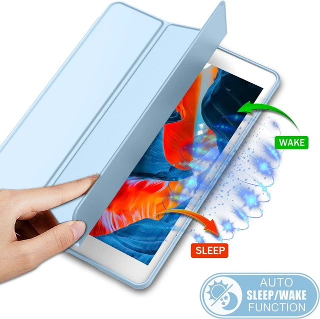 Alt view image 3 of 7 - iMieet iPad 9th Generation Case 2021/iPad 8th Generation Case 2020 10.2 Inch with Pencil Holder, iPad 7th Gen 2019 Case with Soft Baby Skin Silicone Back, Auto Wake/Sleep Cover (Sky Blue)