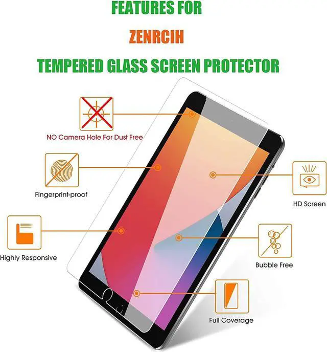 Alt view image 3 of 7 - [2Pack] Tempered Glass Screen Protector for iPad 9.7 inch, iPad 6th/5th Generation/iPad Air 1/ iPad Air 2/iPad Pro 9.7-Inch 9H Hardness Glass Film Case Friendly/Bubble Free