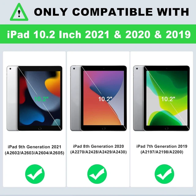 Alt view image 2 of 7 - TIMISM Case for iPad 9th/8th/7th Gen (2021/2020/2019), Black+Green