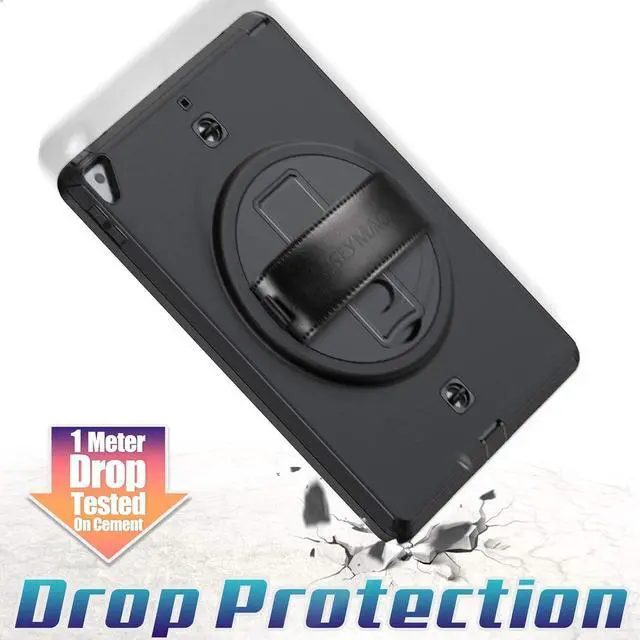 Alt view image 6 of 7 - Case for iPad 9th/ 8th/ 7th Generation 10.2 Inch 2021/2020/ 2019, Full-Body Case with 360 Rotating Stand & Hand Strap [Pen Holder] [Screen Protector] - Black