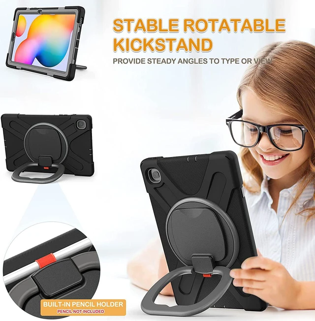 Alt view image 3 of 6 - Case for SAM-SUNG Galaxy Tab S6 Lite - 2024/2022/2020 Black Grey