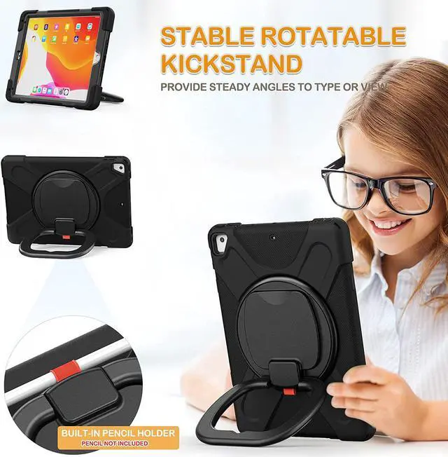 Alt view image 3 of 7 - Galaxy Tab S6 Lite 10.4 Case, SM-P610 Case, Rugged Protective Kids Friendly Case with Kickstand, Shoulder Strap, Hand Strap, S Pen Holder for Samsung Galaxy Tab S6 Lite 10.4\u201d 2020 Model-Purple
