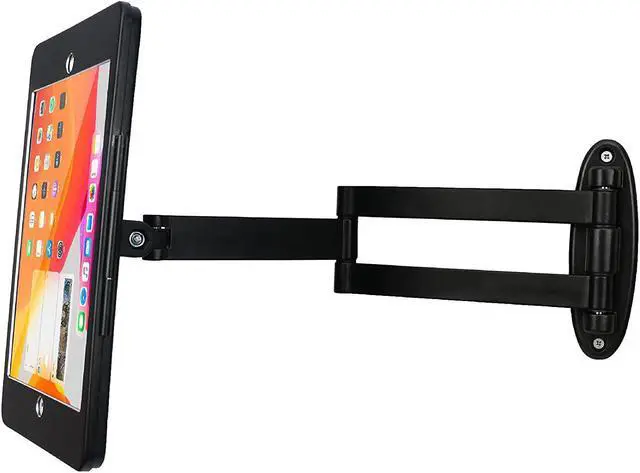 Main image of Tablet Wall Mount Bracket with fold for iPad 10.2-Inch (9th,8th,7th Gen.), Extend Adjustable Arm Swivel with Anti Theft Security Lock and Key, Multi Angle, Rotate Design,Metal (Black)