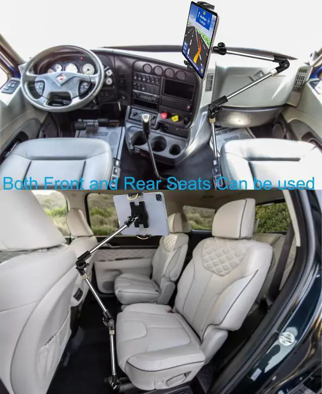 Alt view image 2 of 7 - Car/Truck Seat Rail Tablet Mount, 35" Heavy Duty Car Floor Bolt Phone iPad Holder, Vehicle Front Seats Stand for iPad Pro 12.9 Air Mini, iPhone, Galaxy Tabs, More 4-13" Cell Phones and Tablets