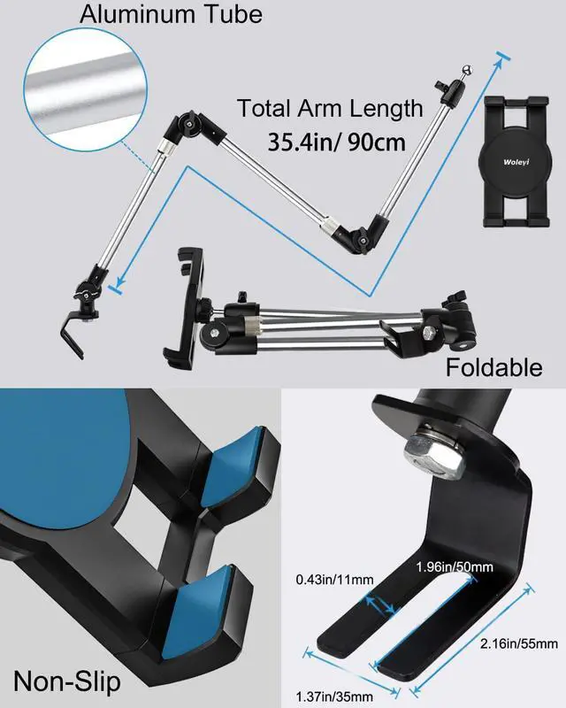 Alt view image 7 of 7 - Car/Truck Seat Rail Tablet Mount, 35" Heavy Duty Car Floor Bolt Phone iPad Holder, Vehicle Front Seats Stand for iPad Pro 12.9 Air Mini, iPhone, Galaxy Tabs, More 4-13" Cell Phones and Tablets