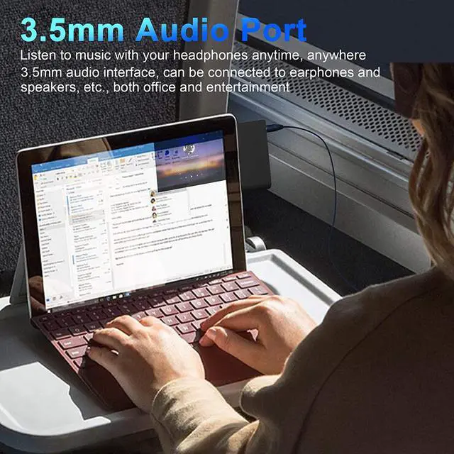 Alt view image 5 of 7 - Surface GO/GO 2/GO 3 Hub Docking Station, 4 in 2 Surface Go Adapter with 2X USB 2.0 Ports, 1x USB 3.0 Port(5Gbps) & 3.5mm Audio/Microphone/Headset Jack,Combo Accessories for Microsoft Surface GO/2/3