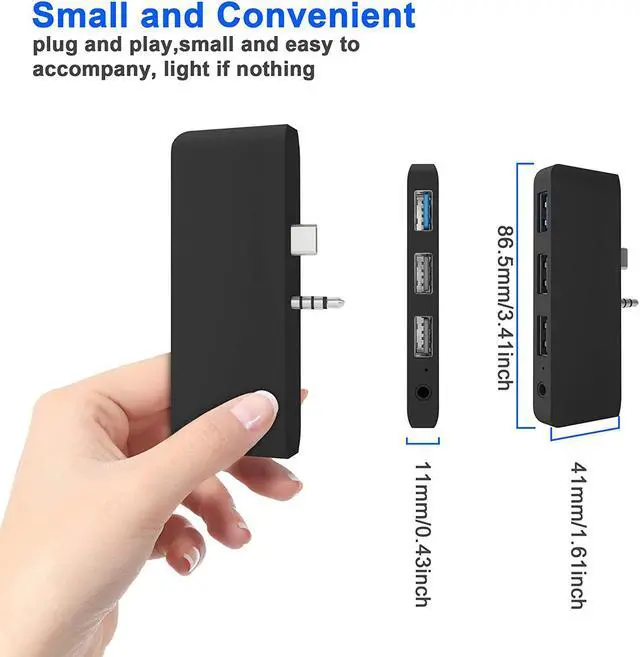 Alt view image 7 of 7 - Surface GO/GO 2/GO 3 Hub Docking Station, 4 in 2 Surface Go Adapter with 2X USB 2.0 Ports, 1x USB 3.0 Port(5Gbps) & 3.5mm Audio/Microphone/Headset Jack,Combo Accessories for Microsoft Surface GO/2/3