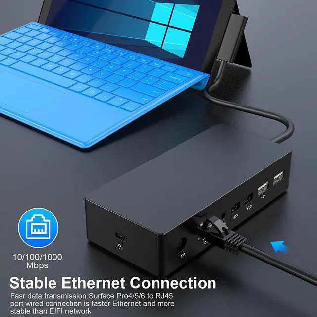 Alt view image 6 of 7 - Surface Dock, Surface Pro Docking Station with 90W Power Supply Compatible with Surface Pro11/10/9/ 8/X/7/6/4/3, Surface Laptop 4/3/2/go, Surface Laptop, Surface Book2,Surface Book,Surface Go