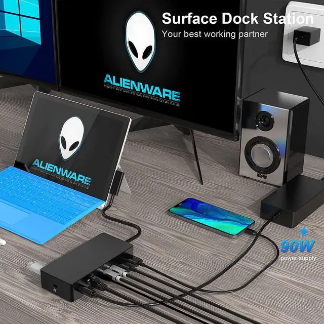 Alt view image 7 of 7 - Surface Dock, Surface Pro Docking Station with 90W Power Supply Compatible with Surface Pro11/10/9/ 8/X/7/6/4/3, Surface Laptop 4/3/2/go, Surface Laptop, Surface Book2,Surface Book,Surface Go