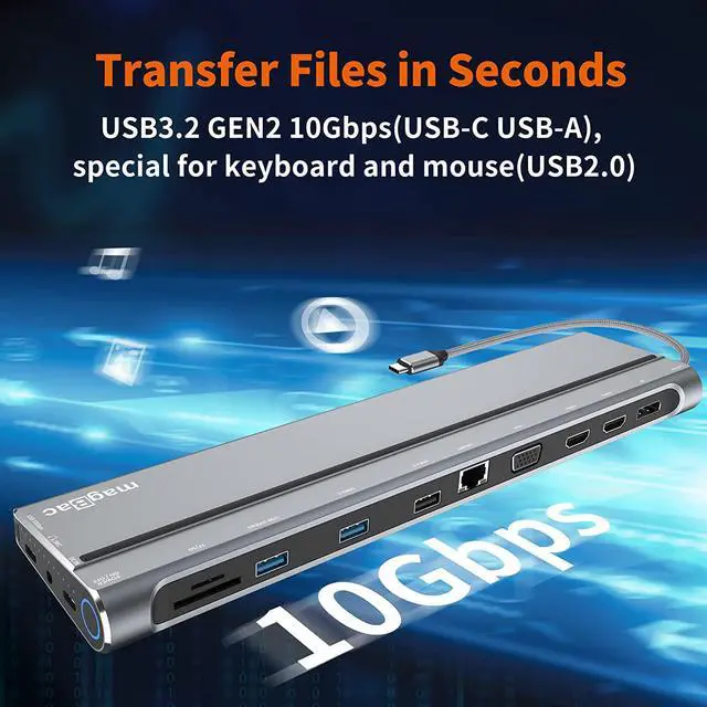 Alt view image 5 of 7 - Laptop Docking Station 3 Monitors 12 in 1 USB C Docking Station with 4K HDMI, DP, VGA, USB 3.0, 100w USB C PD, 1Gbps Ethernet, TF/SD, Audio for Windows Laptop with Full-Featured Type-c