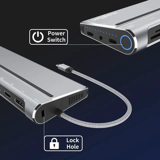 Alt view image 7 of 7 - Laptop Docking Station 3 Monitors 12 in 1 USB C Docking Station with 4K HDMI, DP, VGA, USB 3.0, 100w USB C PD, 1Gbps Ethernet, TF/SD, Audio for Windows Laptop with Full-Featured Type-c