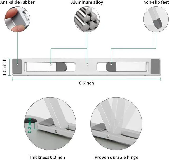 Alt view image 5 of 6 - Riser for Desk,Pop up Laptop Stand,Adjustable Height Self-Adhesive Portable Laptop Stand with Feet, Extend Leg,Foldable Computer Stand for 10-17 Models MacBook Air, Keyboard etc.