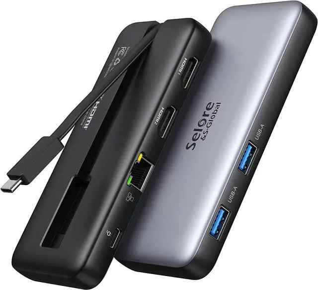 Main image of USB C Docking Station Dual Monitor, USB C to Dual HDMI Adapter, Laptop Docking Station with Dual 4K HDMI+Gigabit Ethernet+2 USB3.0+100W PD Port for Dell/Surface/HP/Lenovo Laptop