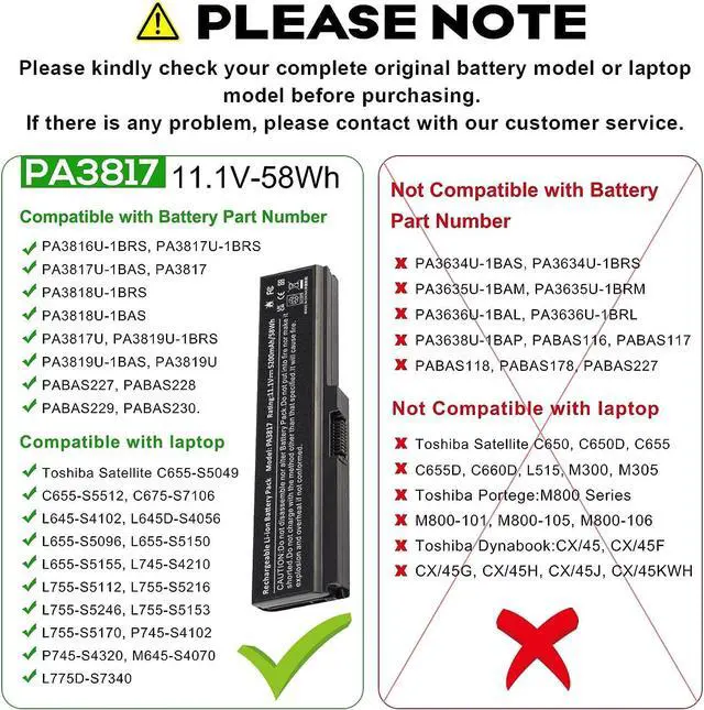 Alt view image 2 of 7 - Laptop Battery PA3817U-1BRS PA3818U-1BRS PA3819U-1BRS for Toshiba Satellite C655 C675 C675D L645 L645D L655 L655D L675 L675D L745 L755 L755D P745 P755 P775 M645 A660 A655 PA3817U Series Battery