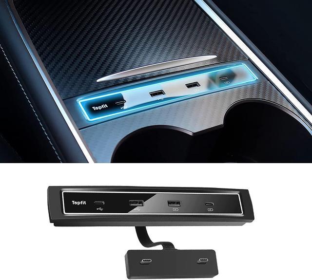 EVFIT for Tesla Model 3 Model Y USB Hub 4-in-1 Multiport Center Console  Adapter Accessories Compatible Docking Station2021 2022 2023 