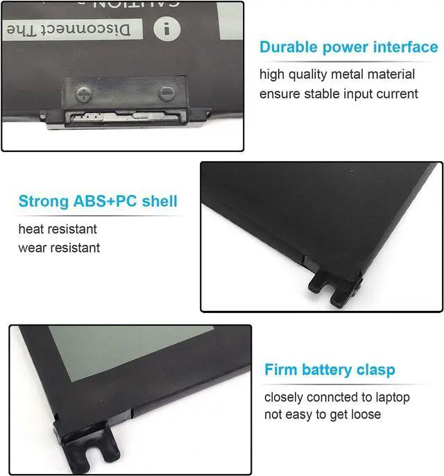 Alt view image 2 of 6 - 42Wh YRDD6 1VX1H VM732 Battery for Dell Inspiron 5591 7586 5491 5481 5482 5485 3310 2-in-1 15 3582 3583 3593 3584 5590 5593 5594 5585 5598 14 3493 5493 5480 3793 Vostro 3491 5581 5490 5590 3 Cell