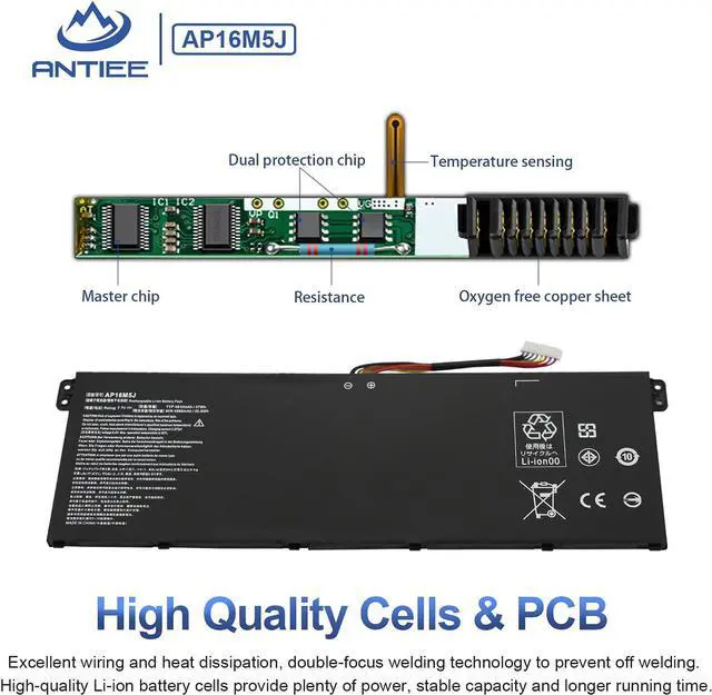 Alt view image 3 of 7 - ANTIEE AP16M5J Laptop Battery for Acer Aspire 1 A114-31 A114-32 Aspire 3 A314-31 A314-32 A314-41 A315-21 A315-21G A315-22 A315-31 A315-32 A315-33 A315-41 A315-51 A315-53 A315-53G 2ICP4/80/104