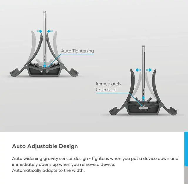 Alt view image 4 of 7 - MOMAX Vertical Laptop Stand Holder with Multi USB C Fast Charging Cable, Gravity Auto Locking Holder Storage Dock and 4 in 1 USB C/USB A to USB C/Micro USB PD 60W Cable