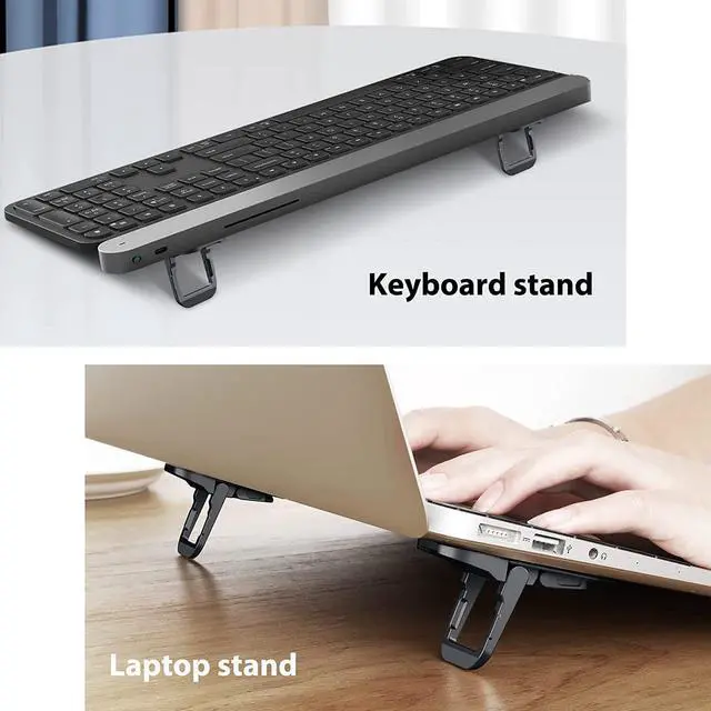 Alt view image 2 of 7 - Portable Laptop Stand with 3 Adjustable Angles Flip Keyboard Riser Feet for Most Keyboards Computer Keyboard Stand for Desktop MacBook HP and Other 10-17 Inches Laptop Feet Riser Black
