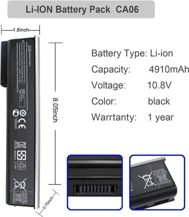 Alt view image 2 of 6 - CA06 CA06XL Laptop Battery Compatible with HP Probook 640 G1,Probook 645 G1,Probook 650 G1,Probook 655 G1 Series HSTNN-I15C-4 HSTNN-I15C-5 HSTNN-I16C 718676-421 718677-421 718755-001 718756-001