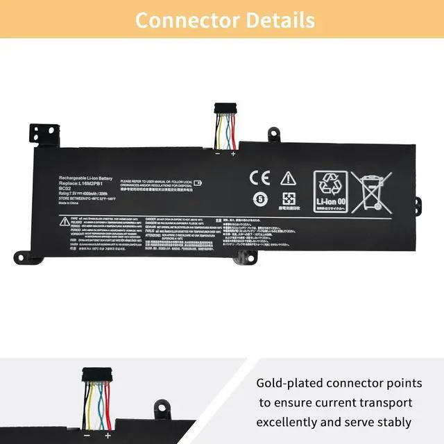 Alt view image 3 of 6 - NBULBL L16M2PB1 Laptop Battery Replacement for Lenovo IdeaPad 320-14AST 320-14IAP 320-14ISK 320-15ABR 320-15AST 320-15IAP 320-14AST 330-14IGM 520-15IKB V320-17IKB B320-14IKB S145-14IIL L16C2PB1