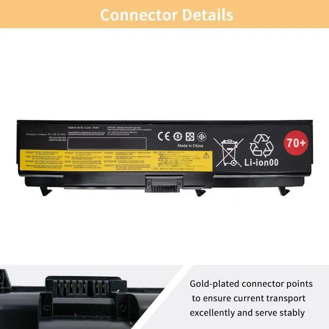 Alt view image 3 of 6 - 42N1000 45N1001 70+ Laptop Battery Replacement for Lenovo Thinkpad T410 T420 T430 T510 T520 T530 T530I SL410 SL510 E420 E520 W510 W520 W530 42T4733 42T4751 42T4752 42T4753 42T4731 42T4235