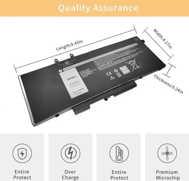 Alt view image 3 of 7 - NBULBL 3HWPP 15.2V 68Wh Replacement Battery Compatible with Dell Latitude 5401 5410 5411 5501 5510 5511 Precision 3541 3551 Series Laptop 03HWPP 10X1J N2NLL 1VY7F 01VY7F