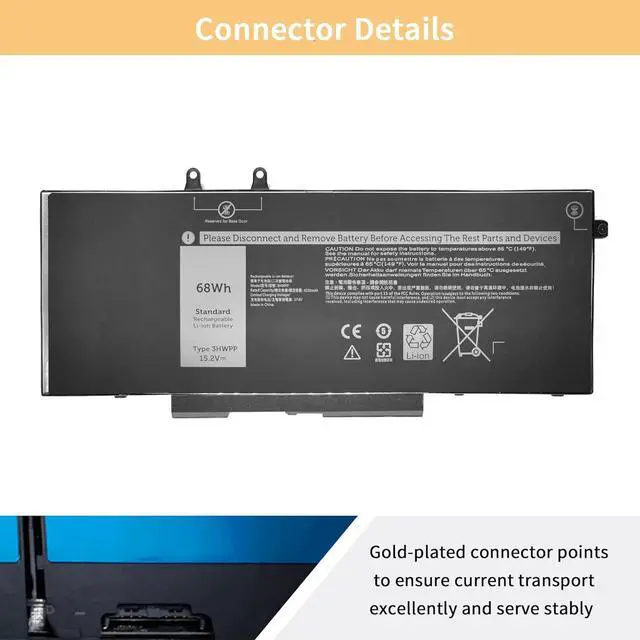 Alt view image 4 of 7 - NBULBL 3HWPP 15.2V 68Wh Replacement Battery Compatible with Dell Latitude 5401 5410 5411 5501 5510 5511 Precision 3541 3551 Series Laptop 03HWPP 10X1J N2NLL 1VY7F 01VY7F